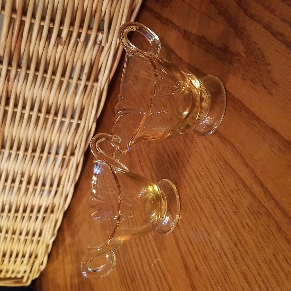 Vintage Yellow Heisey Glass Sugar & Creamer, individual size